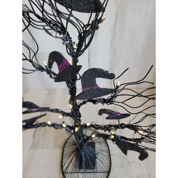 Halloween black wire tree light up witch hat home decor prop glitter unique - Picture 7 of 10